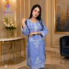 Crystal Blue // Premium Embroidery Work Slub Cotton Fabric // Co-Ord’s 2PCS Set