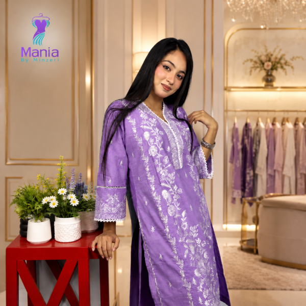 Lavender Majesty // All Over Embroidery Work Slub Cotton Fabric // Co-Ord’s 2PCS Set