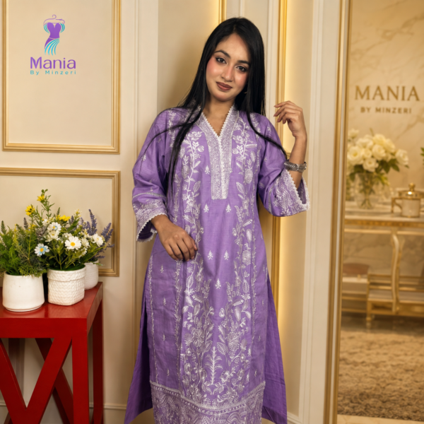 Lavender Majesty // All Over Embroidery Work Slub Cotton Fabric // Co-Ord’s 2PCS Set