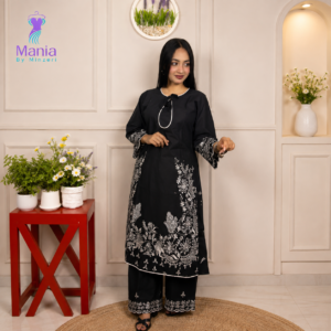 Midnight Elegance // Soft U-Cut Slub Cotton Fabric // Co-Ord’s 2PCS Set