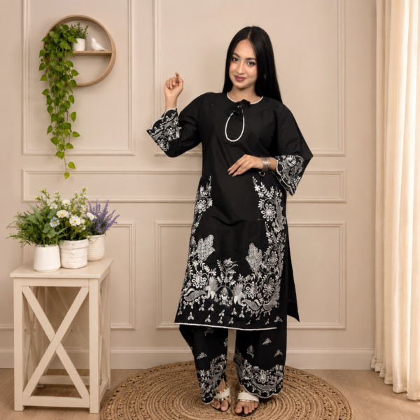 Midnight Elegance // Soft U-Cut Slub Cotton Fabric // Co-Ord’s 2PCS Set
