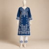 Royal blue embroidered cotton three piece set for women with matching dupatta Royal blue embroidered cotton three piece set for women with matching dupatta