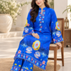 Royal blue ocean print kurti trouser set for women with wide sleeves and matching pants Royal blue ocean print kurti trouser set for women with wide sleeves and matching pants