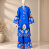 Royal blue ocean print kurti trouser set for women with wide sleeves and matching pants Royal blue ocean print kurti trouser set for women with wide sleeves and matching pants