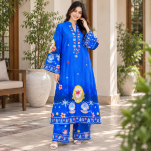 Royal Blue Ocean Print Set for Women